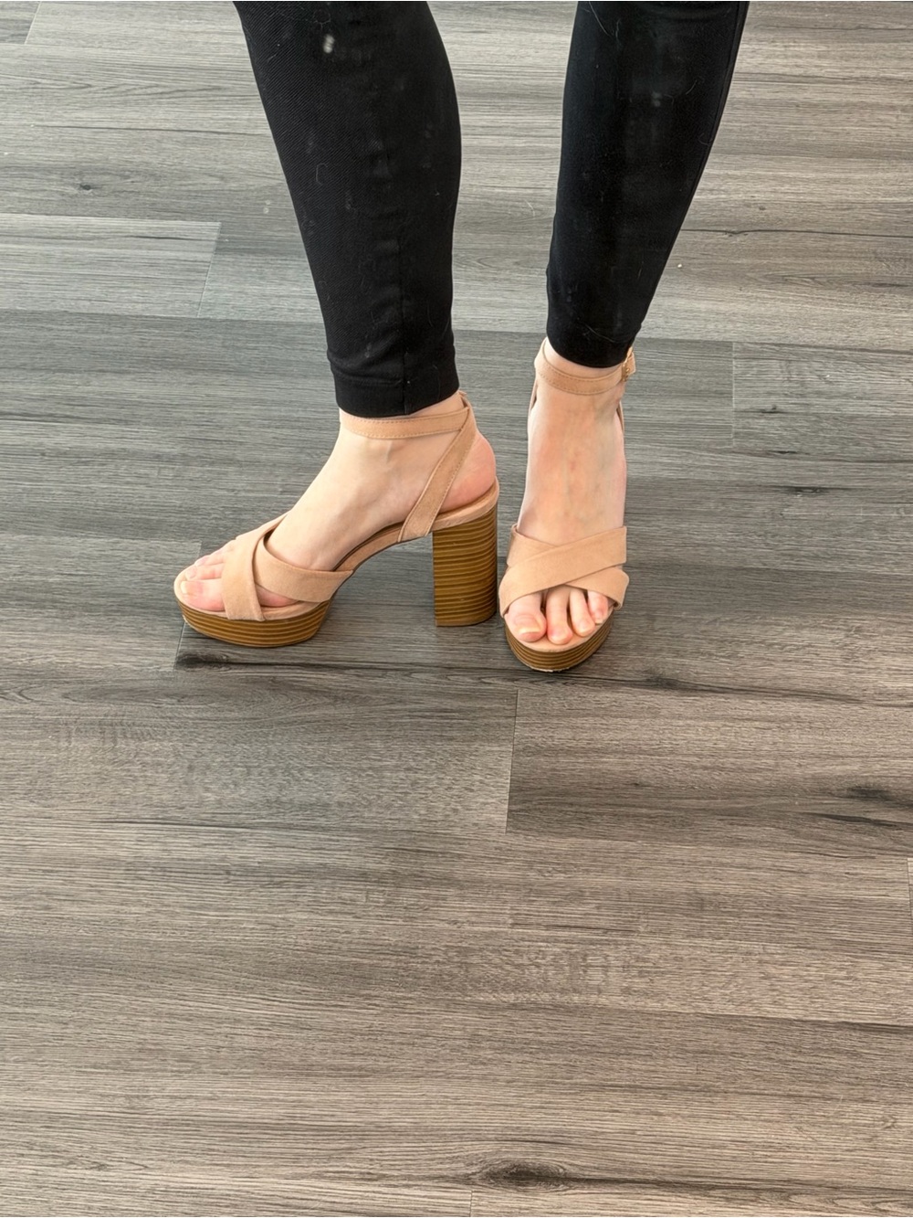 Women’s Blush Platform Block Heel Sandals - Worn Once with Box